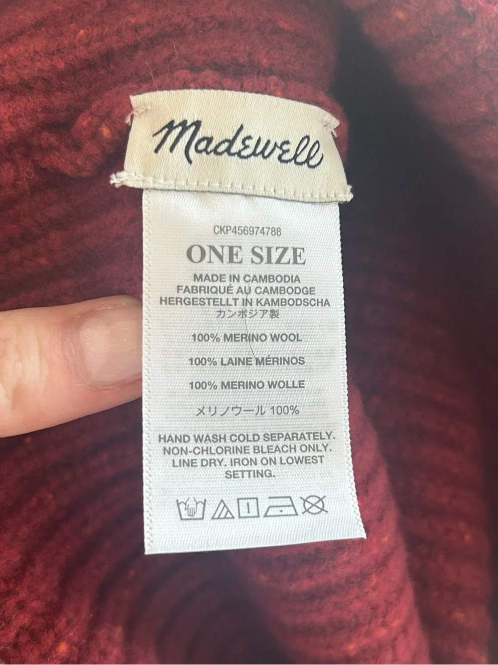 Madewell Red Ribbed Knit Cuffed Beanie